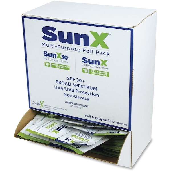 Sunscreen Towelettes, Singles, Wall Dispenser, 5"x8", 50 Wipes